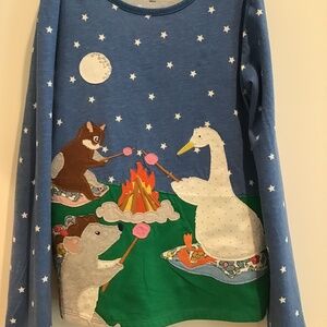 Mini Bowden long sleeve appliqué s’mores shirt size 9-10 years